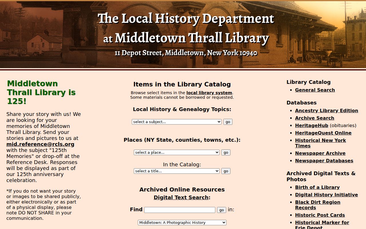 Town of Wallkill City Directory Thrall Local History Room resources