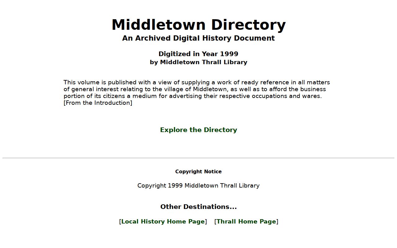 Town of Wallkill City Directory digitized Middletown directory collection
