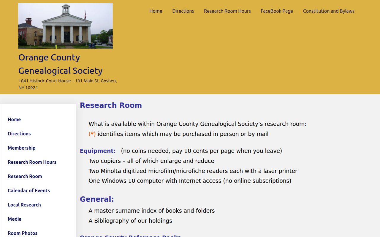 Town of Wallkill previous residents research at the Orange County Genealogical Society research room